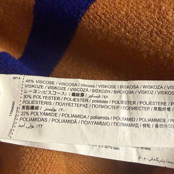 Mango half zip sweater in brown with blue contrast stripes, oversized XS - Picture 8 of 8